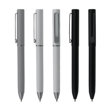 2020 Nouvelle arrivée Matt Black Silver plaqué les stylos avec slogan logo imprimé